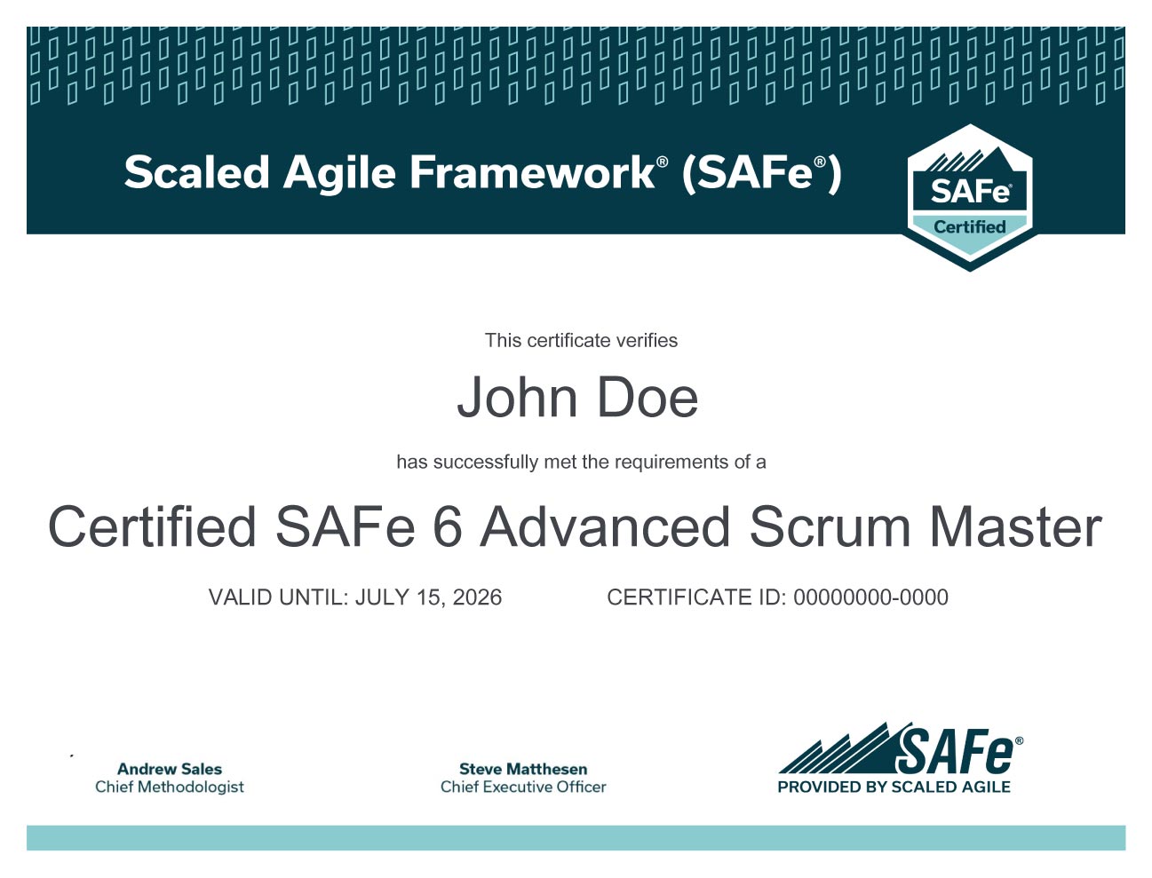 SAFe Advanced Scrum Master Certificate