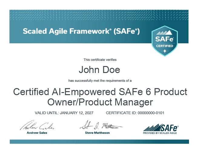 SAFe Product Owner/Product Manager Certificate